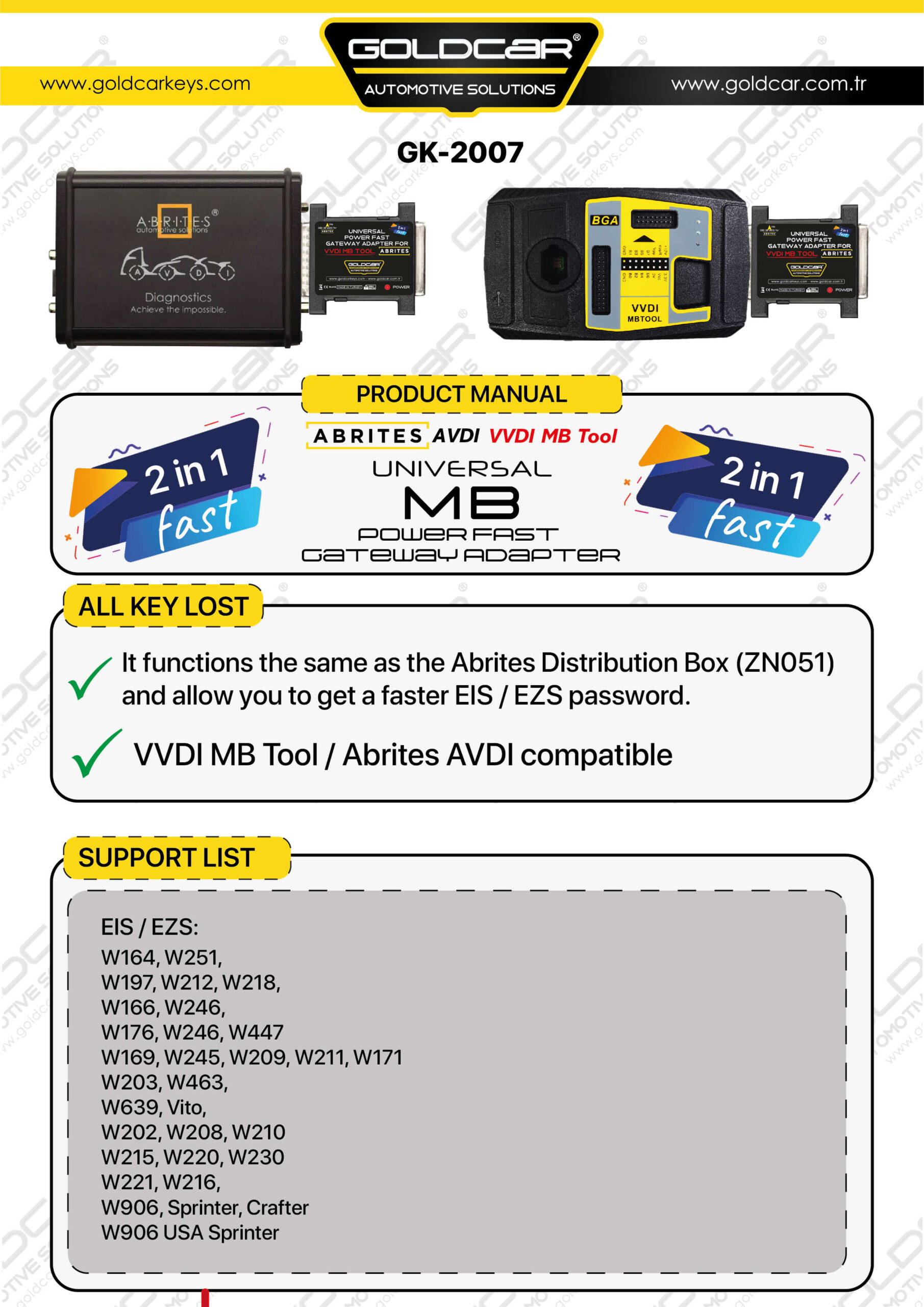 Mercedes W204 W207 W212 Compatible with Abrites VVDI MB Tool